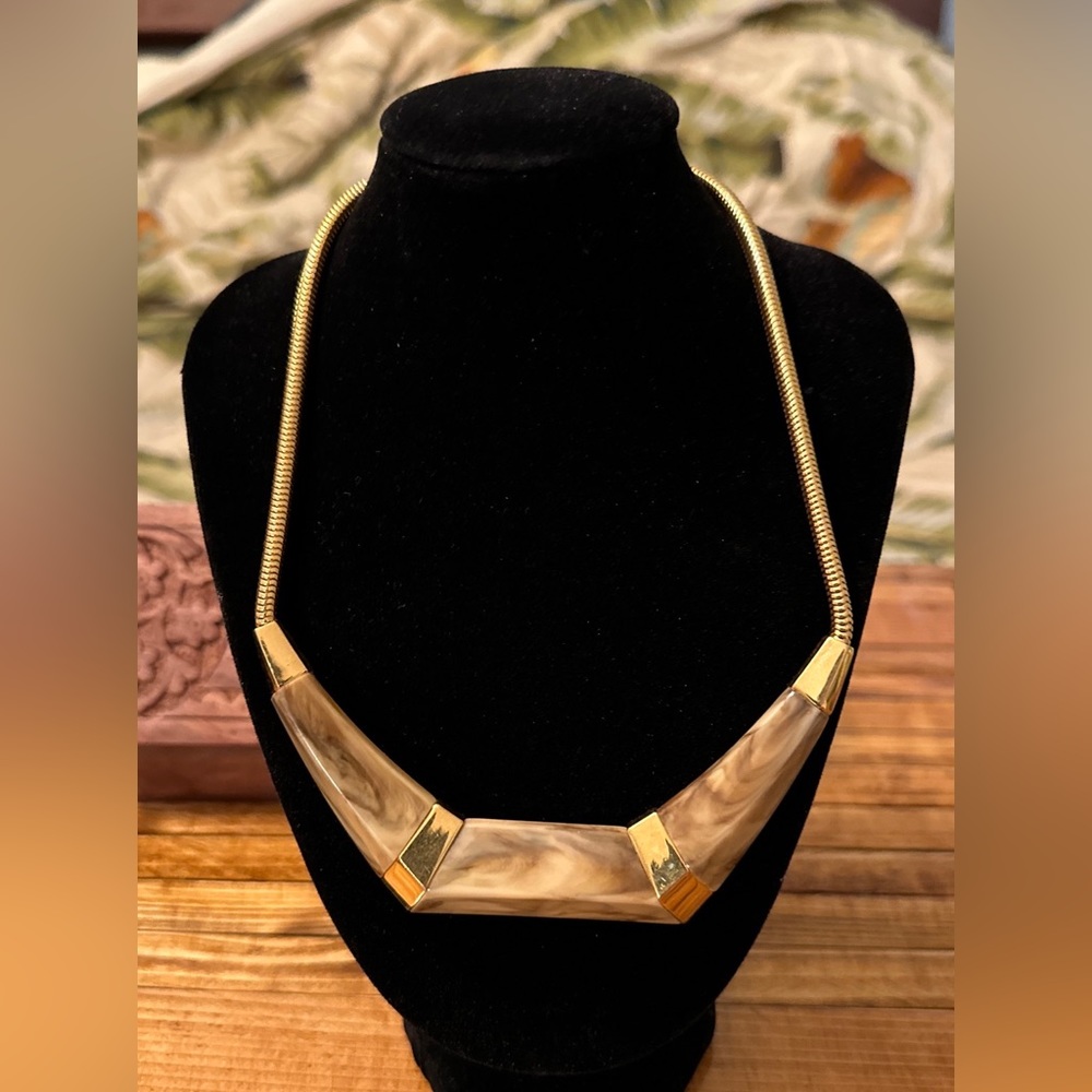MOD TRIFARI Signed Marbled LUCITE Statement Choker Snake Chain Lanvin Style